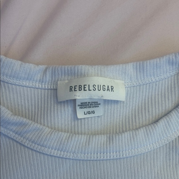Rebel Sugar White Ribbed Tee - Picture 2 of 2